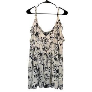 Torrid White Blue Floral Sleeveless Adjustable V-Neck Tan Top Blouse Women Sz 6X